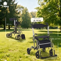 HOMCOM Rollator Walker Wheelchair, with Brakes and Bag - Yellow/Green(m-3)