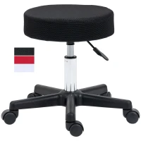 HOMCOM Hydraulic Swivel Salon Spa Stool Height Adjustable Facial Massage Tattoo with 3 Changeable Seat Covers, Black(m-1)