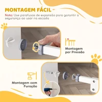 PawHut Barreira de Segurança para Cães 74-100 cm com Extensões, Montagem por Pressão e Duplo Bloqueio, Branco(m-7)