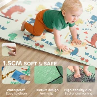 AIYAPLAY Baby Play Mat, Double Sideded Foldable Kids Crawling Mat, Reversible & Waterproof, Dinosaur(m-6)