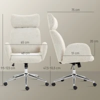 HOMCOM Chaise bureau ergonomique, fauteuil de bureau pivotant, hauteur réglable, appui-tête réglable, fonction bascule, gris(m-3)