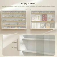 HOMCOM Vitrină de perete din lemn cu polițe reglabile și 2 uși glisante din sticlă 80x9,5x60 cm alb(m-7)