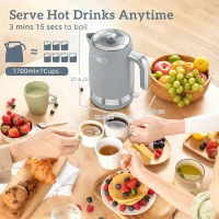HOMCOM Sleek Textured Kettle and Four-Slice Toaster Set - Grey(m-4)