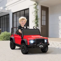 AIYAPLAY Macchina Elettrica per Bambini 3-5 Anni Land Rover Officiale 12V con Telecomando, Sospensioni, Luci LED, Rosso(m-10)