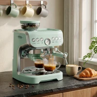 HOMCOM 15 Bar Coffee Machine, with Adjustable Grind, Steamer and Accessories - Light Green(m-3)