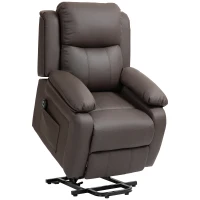 HOMCOM Poltrona Relax Levanta Pessoas com Controle Remoto Reclinação Elétrica de 160° Apoio para os Pés 76x90x105 cm Castanho Escuro(m-1)