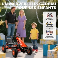 AIYAPLAY Kart à pédales Go-Kart pour enfants siège réglable pneus EVA embrayage manuel et frein 110 x 61 x 62 cm rouge(m-8)