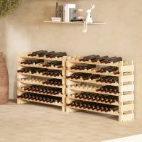 HOMCOM Six-Tier, 72 Bottle Wooden Wine Rack Set of 2 - Natural(m-10)