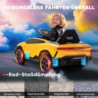 AIYAPLAY Kinder Elektroauto 12V Kinderauto mit 2,4 GHz Fernbedienung, 2 Motor, Hupe, LED, Musik, 101,5 x 49 x 43 cm, Gelb(m-9)