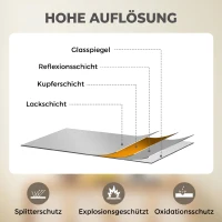 HOMCOM Wandspiegel, modernes Design, 61 x 61 cm, Silber(m-5)
