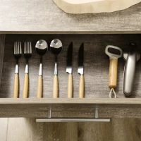 HOMCOM Chariot desserte de cuisine à roulettes avec tiroir - dim. 60 x 50 x 84,5 cm - noir et imitation bois(m-8)