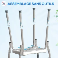 HOMCOM Tabouret de douche pour personnes âgées et handicapées avec accoudoirs, hauteur réglable, patins antidérapants, bleu(m-7)