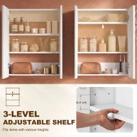 HOMCOM Wall Mounted Bathroom Mirror Storage Cabinet w/ Door Adjustable Shelf, White(m-5)