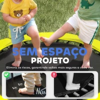 HOMCOM Cama Elástica Infantil Ø140 cm para Crianças dos 3-10 Anos com Rede de Segurança, Suporta até 50 kg, para Interior e Exterior, Amarelo(m-5)