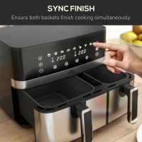 HOMCOM 8.5L Dual Basket Air Fryer, with Sync and Multi-Menu Cooking(m-4)