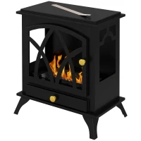 HOMCOM Camino a Bioetanolo da Terra con Bruciatore da 1.2L e Copertura 25㎡, 45x28x54cm, Nero(m-11)