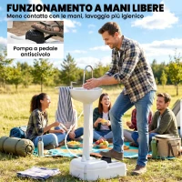 Outsunny Lavabo Portatile da Campeggio con 2 Ruote, Serbatoio Acqua 17L e Serbatoio Sapone 2.5L, 51x33.5x103cm(m-5)