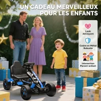 AIYAPLAY Kart à pédales pour enfants, karting enfant 3 à 6 ans avec roue libre, frein, roues EVA antidérapantes, bleu(m-8)