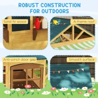 AIYAPLAY Wooden Playhouse for Kids, Foldable Wendy House with Windows, Working Door, Service Stations, Rain Covers, Brown(m-7)