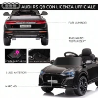 HOMCOM Macchina Elettrica per Bambini 3-5 Anni 6V Audi RS Q8 Autentica, 1.5-3km/h, con Telecomando e Musica, Nero(m-7)