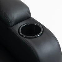 HOMCOM PU Leather Recliner Chair, Recliner Armchair with Extended Footrest, Cup Holders and Side Pockets, Black(m-10)