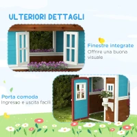 Outsunny Casetta per Bambini 3-8 Anni con Tetto Inclinabile, Vasi e Fioriere, in Legno di Abete, 114x126.4x135 cm(m-7)