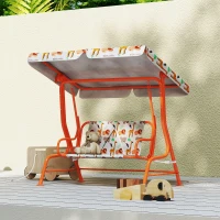 AIYAPLAY Kids Porch Swing, 2-Seater Patio Swing Bench Hammock with Seat Belts, Adjustable Canopy for Garden, Orange(m-10)