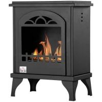 HOMCOM Free Standing Ethanol Fireplace, Bioethanol Heater Stove Fire with 0.9L Tank, 3 Hours Burning Time, Black(m-12)