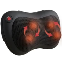 HOMCOM Pernă de Masaj Spate și Gât cu Încălzire și 4 Noduri Shiatsu, pentru Acasă, Birou, Mașină, Negru(m-11)