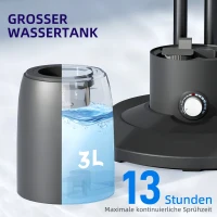 HOMCOM Ventilator met Nevelsprayfunctie, 3 Liter-Tank, 75 Graden Draaibaar, 3 Snelheden, Verrijdbaar, 125 cm, Zwart(m-7)