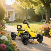 AIYAPLAY Pedal Go Kart for Kids 2-5 Years, with Silent EVA Wheels, Metal Frame, Yellow(m-10)