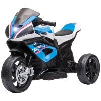 HOMCOM Moto électrique pour enfants 3 roues 6 V 2,5 Km/h musique interface USB  82,5 x 42 x 54 cm bleu(m-11)