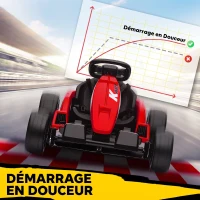 AIYAPLAY Kart Électrique pour Enfants 24 V, Go Kart, Moteur 2 x 150W, Mode Drift, Siège Réglable, Démarrage Progressif, Rouge(m-8)