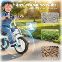 HOMCOM 6 in 1 Tricycle for Kids with 5-point harness straps, Removable Canopy, White(m-7)