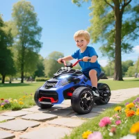 AIYAPLAY 12V Kids Electric Ride On Car with 3 Wheeler, MP3 Player, Horn, 2 Speeds, LED Lights for Boys & Girls Ages 3-8, Blue(m-2)