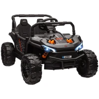 AIYAPLAY 12V Battery Powered Ride on Truck w/ Remote, Four Suspension Wheels, Horn, Lights, Music, USB, for Ages 3-5 Years, Black(m-1)