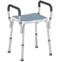 HOMCOM Tabouret de douche pour personnes âgées et handicapées avec accoudoirs, hauteur réglable, patins antidérapants, bleu(m-12)