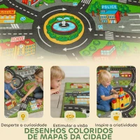 AIYAPLAY Tapete Infantil Estrada de Cidade 160x100 cm Tapete Educativo Antiderrapante para Engatinhar e Brincar com Carros Multicor(m-5)
