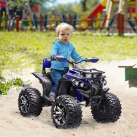 HOMCOM Quad Elettrico per Bambini 3-5 Anni a 12V con Fari e Pedale, in PP e Metallo 100x65x73 cm, Blu(m-2)