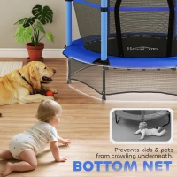 HOMCOM 4.6FT/55" Kids Trampoline with Enclosure Net, Outdoor Indoor Use, for Ages 3-10 Years, Blue(m-8)