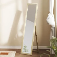 HOMCOM Miroir sur Pied et Mural rectangulaire miroir de sol Pleine Longueur Dressing Chambre salon 37x37x154cm bois naturel(m-9)