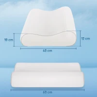 HOMCOM Cuscino Cervicale in Memory Foam a Doppia Altezza con Copertura Rimovibile, 60x40x10/12 cm, Bianco Crema(m-3)