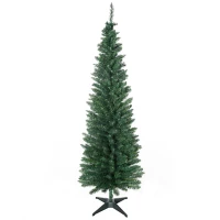 HOMCOM Albero di Natale Slim Artificiale 180 cm con Rami Realistici, Albero di Natale Alto e Stretto con Base Pieghevole, Verde(m-1)