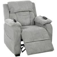 HOMCOM Power Recliner Armchair with Massage and Heat, Electric Reclining Chair with Wide Spring Seat, Light Grey(m-1)