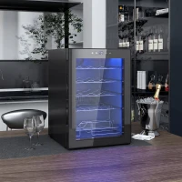 HOMCOM Cave à vin 20 bouteilles 53L haute performance température réglable 5-18° avec lumière LED, noir(m-2)