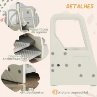 AIYAPLAY Banco Infantil Ajustável de 2 a 3 Degraus Torre de Aprendizagem Escada para Crianças de 2-5 Anos 43x42x65,5 cm Cinza(m-6)