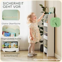 AIYAPLAY Bücherregal Kinder, 3-stufiges Kinderregal mit Bärenthema für Bücher Spielzeug Kinderzimmer, 55 x 15 x 110 cm, Grün(m-5)