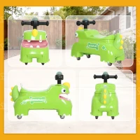 AIYAPLAY Kids Ride On Car, Dinosaur Foot to Floor Slider with Storage, Toddler Walker with Light, Sounds, Green(m-8)
