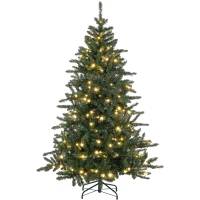 HOMCOM Sapin de Noël Artificiel 180 cm arbre de Noël lumineux LED blanc chaud 872 branches base en métal - vert(m-11)