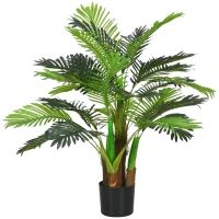 HOMCOM Palmier Artificiel H.1 m Arbre Artificiel Tronc Branches Lichen Feuilles Grand réalisme Pot Inclus(m-11)